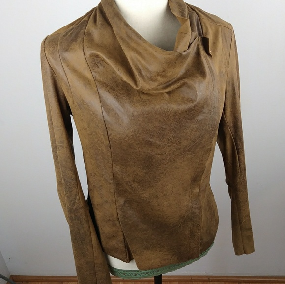 Zara Women Brown faux leather zip-up - Picture 7 of 7